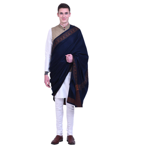 Men's Pure Wool Border Shawl